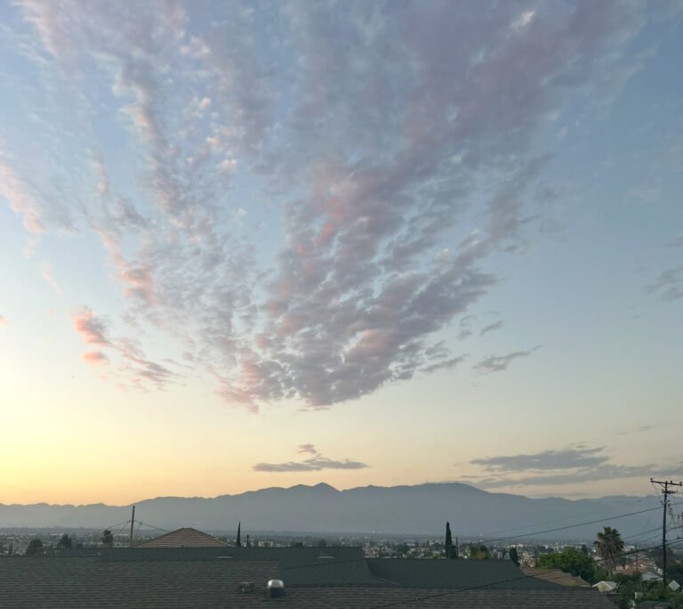 Scenic view of blue skies with a vibrant sun set and all of Monterey Park from the top of Garvey Ranch Park