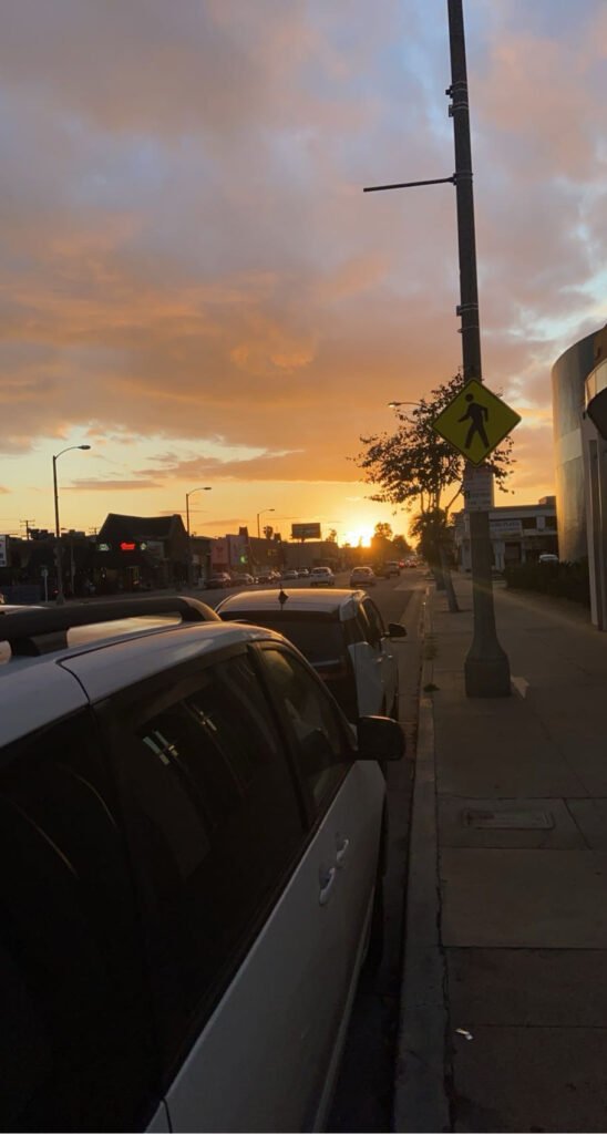 sunset over Valley Blvd street in Alhambra