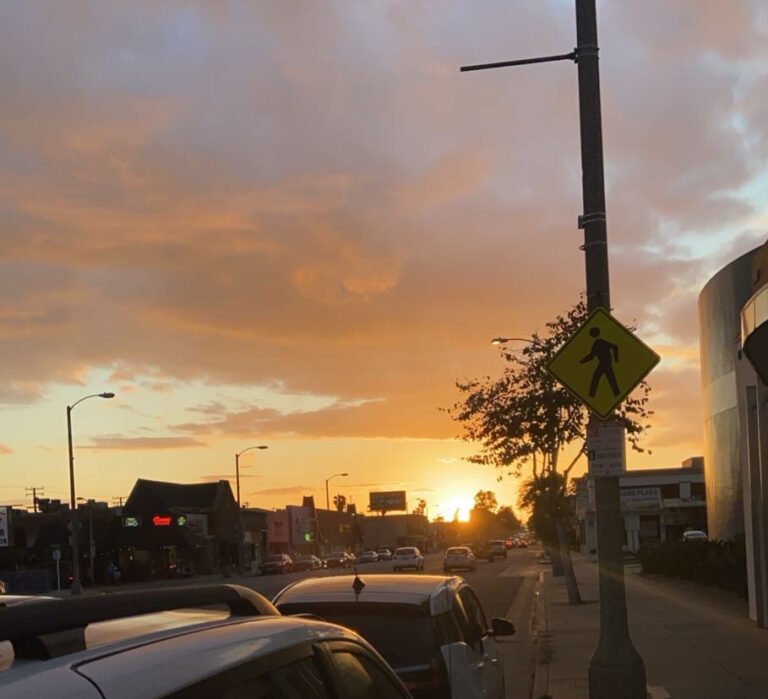 sunset over Valley Blvd street in Alhambra