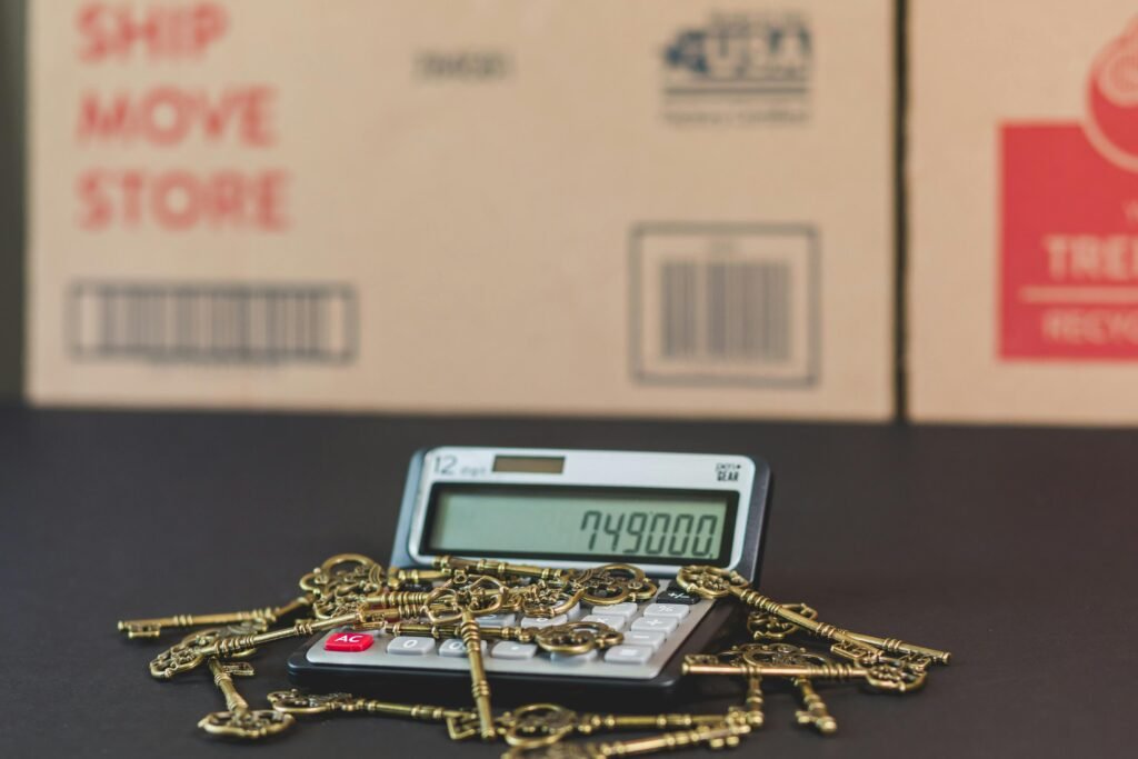 calculator with home value on the screen with home keys stacked on top