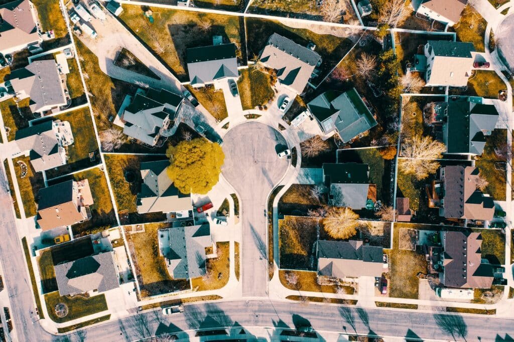 an overview picture of a tract of homes